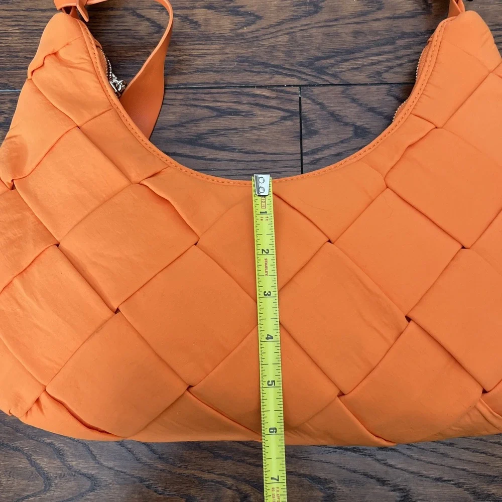 Jason Wu Nylon Woven Hobo Bag Vegan Leather Persimmon Orange $138 MSRP